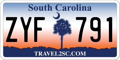 SC license plate ZYF791