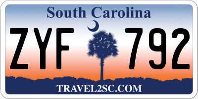 SC license plate ZYF792