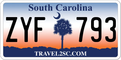 SC license plate ZYF793