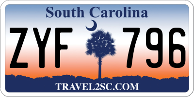 SC license plate ZYF796
