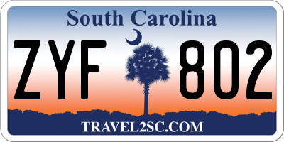 SC license plate ZYF802