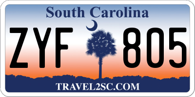 SC license plate ZYF805