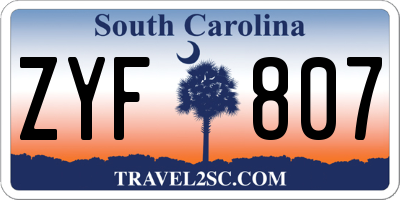 SC license plate ZYF807