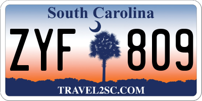 SC license plate ZYF809