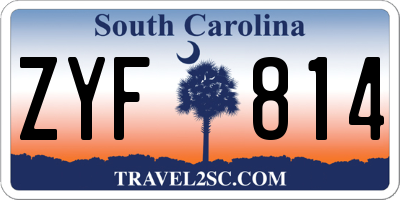 SC license plate ZYF814