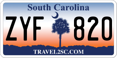 SC license plate ZYF820