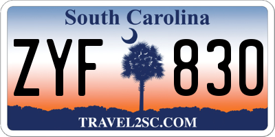 SC license plate ZYF830