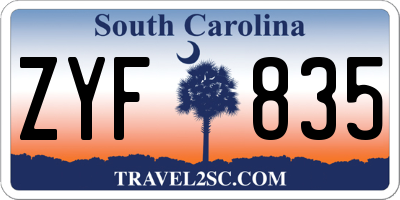 SC license plate ZYF835