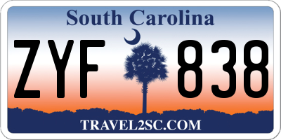 SC license plate ZYF838