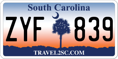 SC license plate ZYF839