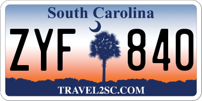 SC license plate ZYF840