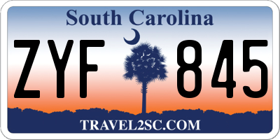 SC license plate ZYF845