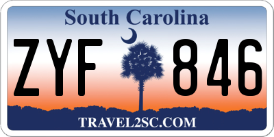SC license plate ZYF846