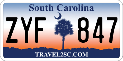 SC license plate ZYF847