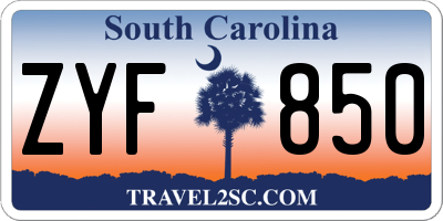 SC license plate ZYF850