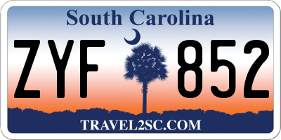 SC license plate ZYF852