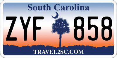 SC license plate ZYF858