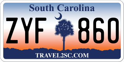 SC license plate ZYF860