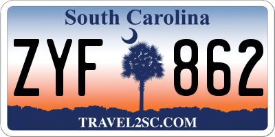SC license plate ZYF862