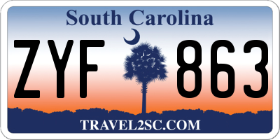 SC license plate ZYF863