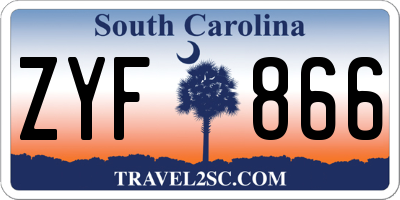 SC license plate ZYF866