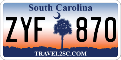 SC license plate ZYF870