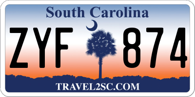 SC license plate ZYF874
