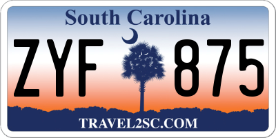 SC license plate ZYF875