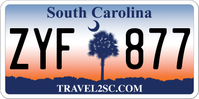 SC license plate ZYF877