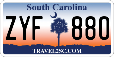SC license plate ZYF880