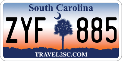 SC license plate ZYF885