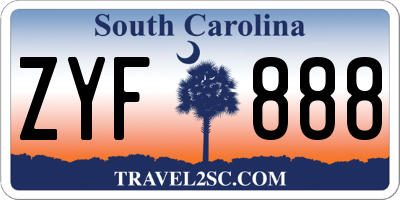 SC license plate ZYF888