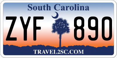 SC license plate ZYF890