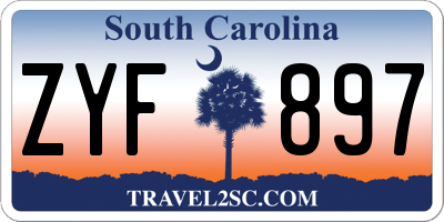 SC license plate ZYF897