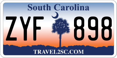 SC license plate ZYF898