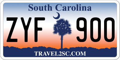 SC license plate ZYF900
