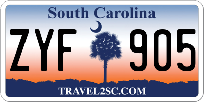 SC license plate ZYF905