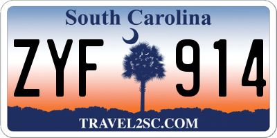 SC license plate ZYF914