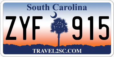 SC license plate ZYF915