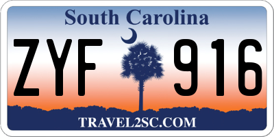 SC license plate ZYF916
