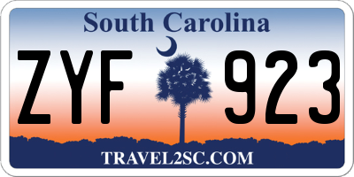 SC license plate ZYF923