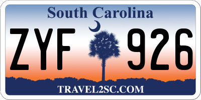 SC license plate ZYF926