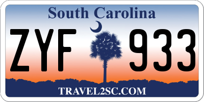 SC license plate ZYF933