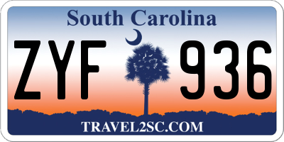 SC license plate ZYF936