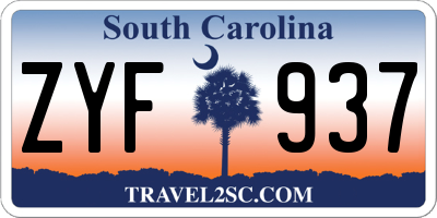 SC license plate ZYF937