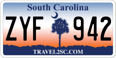 SC license plate ZYF942