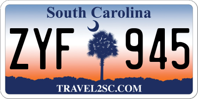 SC license plate ZYF945