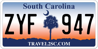 SC license plate ZYF947