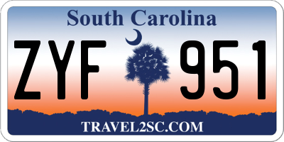 SC license plate ZYF951