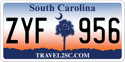 SC license plate ZYF956